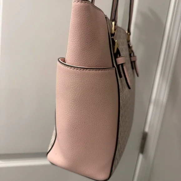 Michael Kors Pink and Cream Tote with Signature Design - Picture 6 of 10